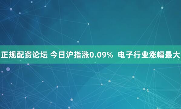 正规配资论坛 今日沪指涨0.09%  电子行业涨幅最大