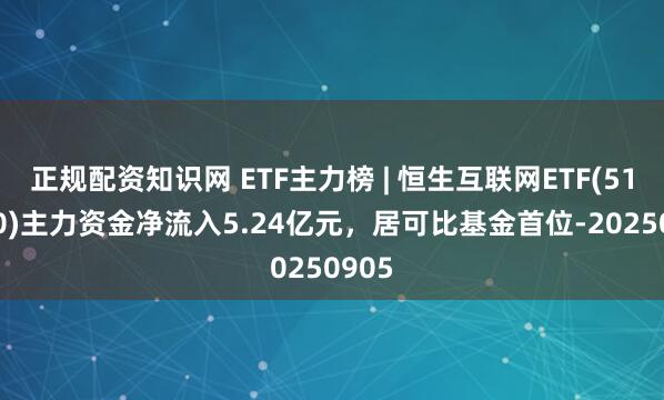 正规配资知识网 ETF主力榜 | 恒生互联网ETF(513330)主力资金净流入5.24亿元，居可比基金首位-20250905