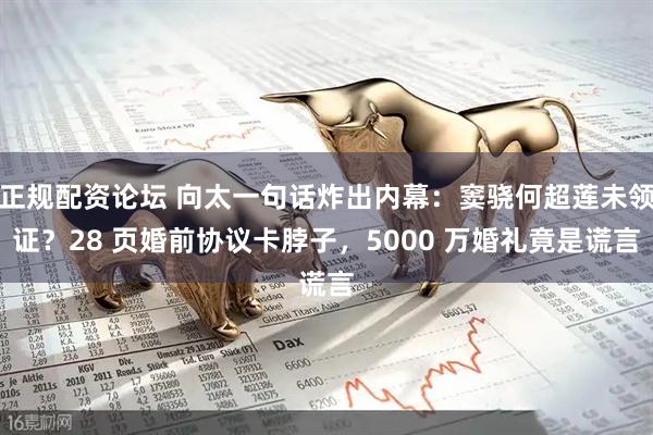 正规配资论坛 向太一句话炸出内幕:窦骁何超莲未领证?28 页婚前协议卡脖子,5000 万婚礼竟是谎言