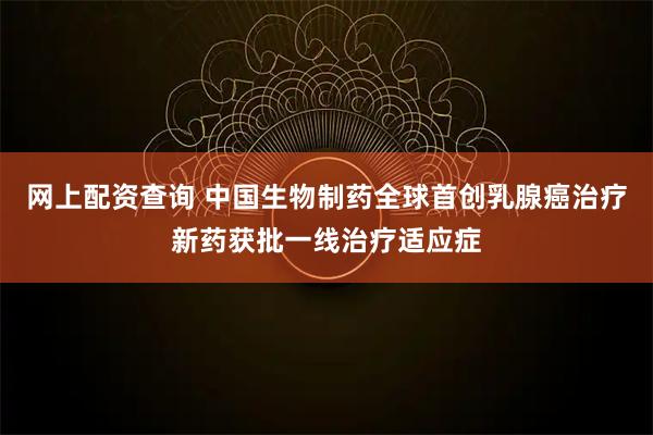 网上配资查询 中国生物制药全球首创乳腺癌治疗新药获批一线治疗适应症